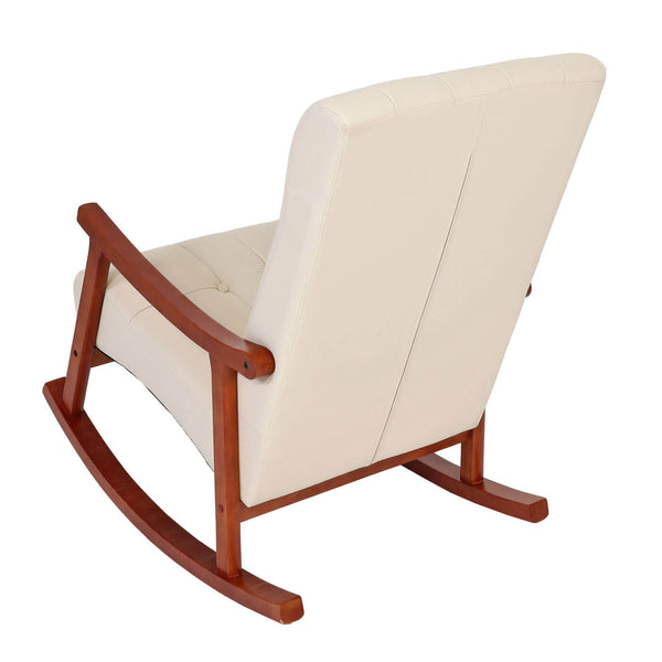 Schaukelstuhl JAM-K10 Relaxsessel creme Gestell Walnuss-Optik