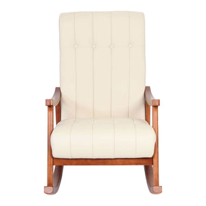 Schaukelstuhl JAM-K10 Relaxsessel creme Gestell Walnuss-Optik