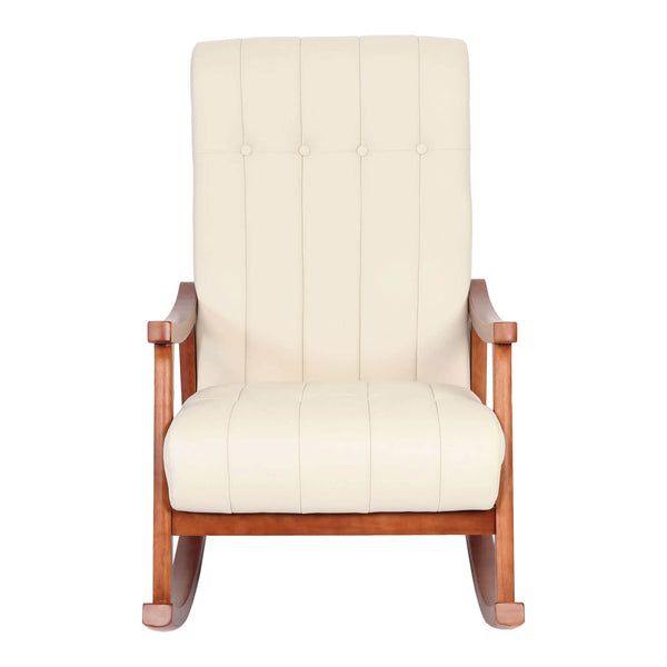 Schaukelstuhl JAM-K10 Relaxsessel creme Gestell Walnuss-Optik