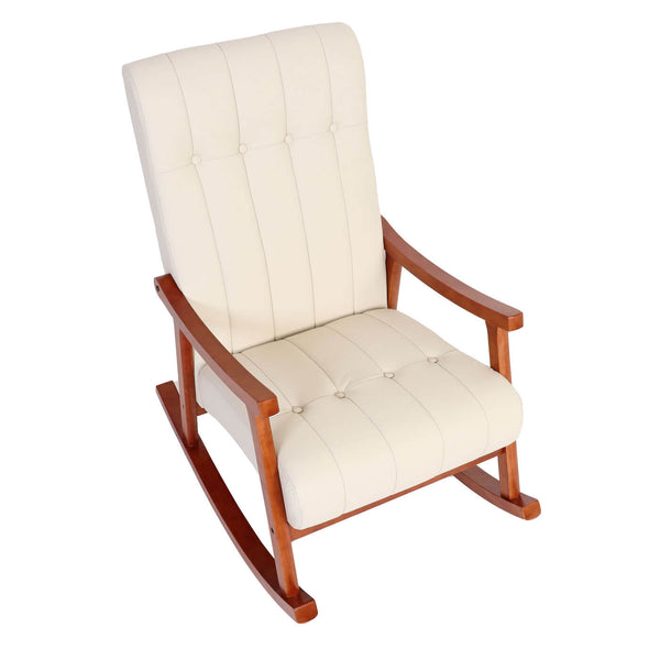 Schaukelstuhl JAM-K10 Relaxsessel creme Gestell Walnuss-Optik