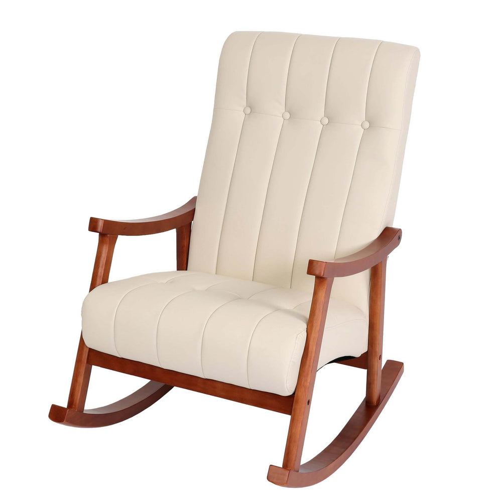 Schaukelstuhl JAM-K10 Relaxsessel creme Gestell Walnuss-Optik