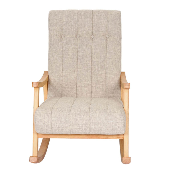 Schaukelstuhl JAM-K10 Relaxsessel creme Gestell braun
