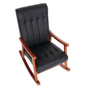 Schaukelstuhl JAM-K10 Relaxsessel schwarz Gestell Walnuss-Optik
