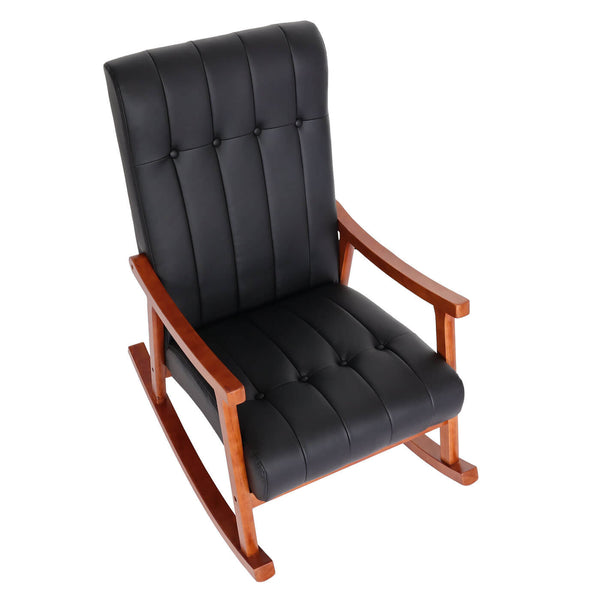 Schaukelstuhl JAM-K10 Relaxsessel schwarz Gestell Walnuss-Optik