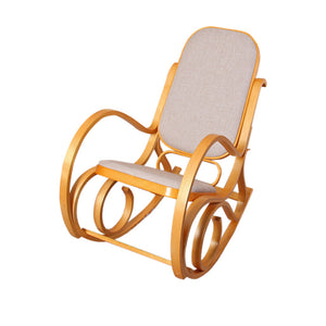 Schaukelstuhl M41 aus Holz ~ Eiche Stoff beige