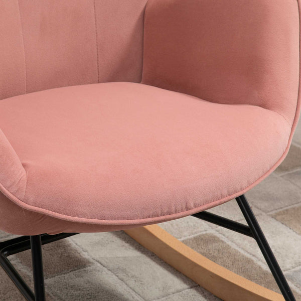 Sedia a dondolo Nordtraum con guide in legno, rosa