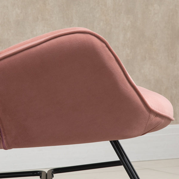 Sedia a dondolo Nordtraum con guide in legno, rosa