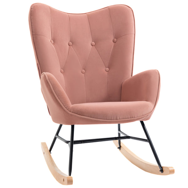 Sedia a dondolo Nordtraum con guide in legno, rosa