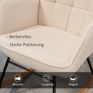 Schaukelstuhl Relaxsessel Berbervlies Beige 71x92x101cm