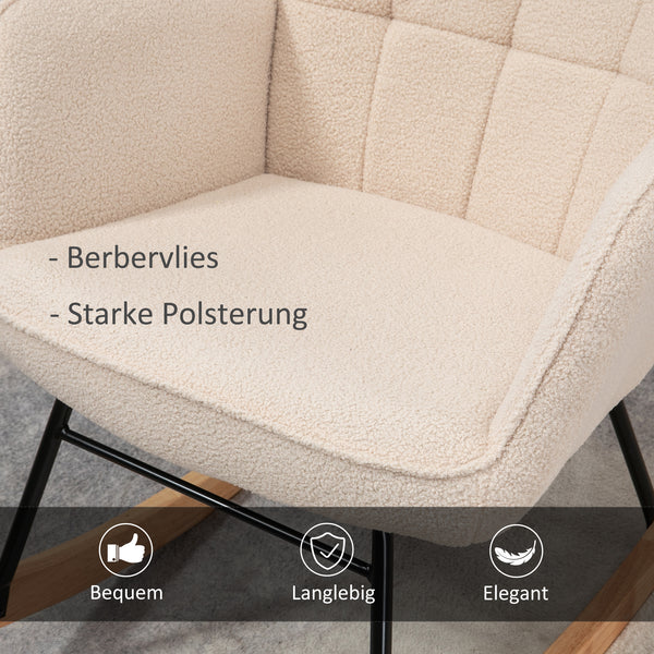 Schaukelstuhl Relaxsessel Berbervlies Beige 71x92x101cm