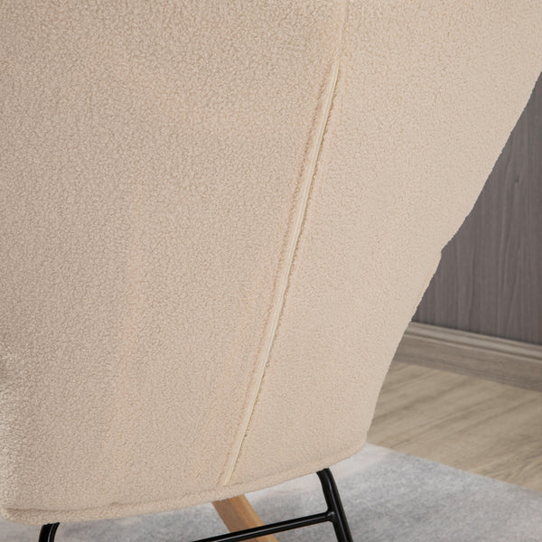 Schaukelstuhl Relaxsessel Berbervlies Beige 71x92x101cm