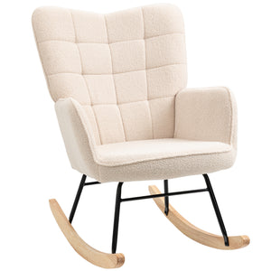 Schaukelstuhl Relaxsessel Berbervlies Beige 71x92x101cm