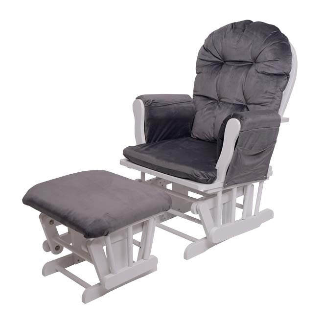 Schaukelstuhl Relaxsessel Schwingstuhl ~ Samt grau
