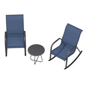 Schaukelstuhl Set SORANO 3-teilig blau