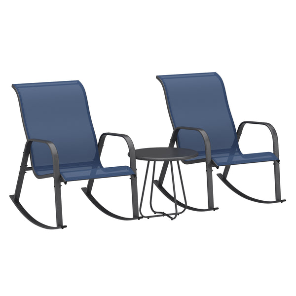 Schaukelstuhl Set SORANO 3-teilig blau