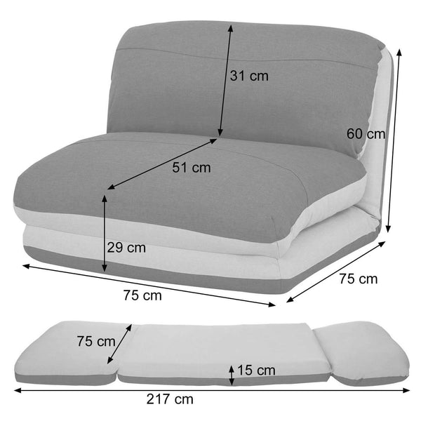 Schlafsessel Schlafsofa Funktionssessel Stoff/Textil grau