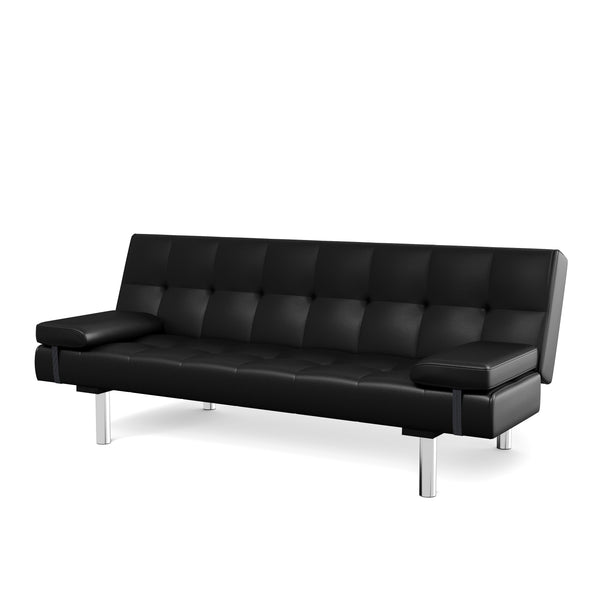 Schlafsofa LENNY Kunstleder schwarz