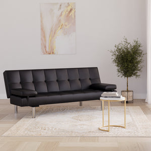 Schlafsofa LENNY Kunstleder schwarz