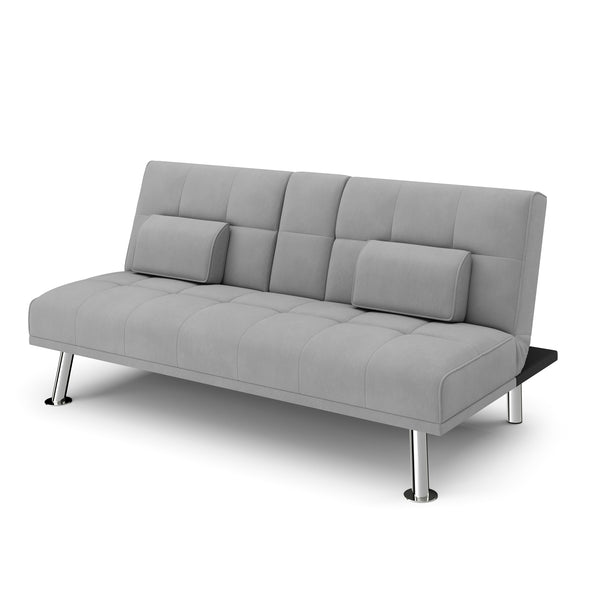 Schlafsofa POLLY mit Getränkehalter grau