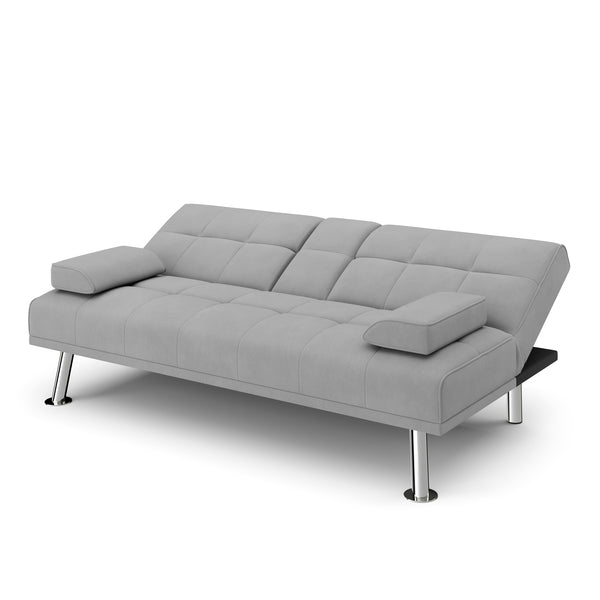 Schlafsofa POLLY mit Getränkehalter grau