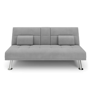 Schlafsofa POLLY mit Getränkehalter grau