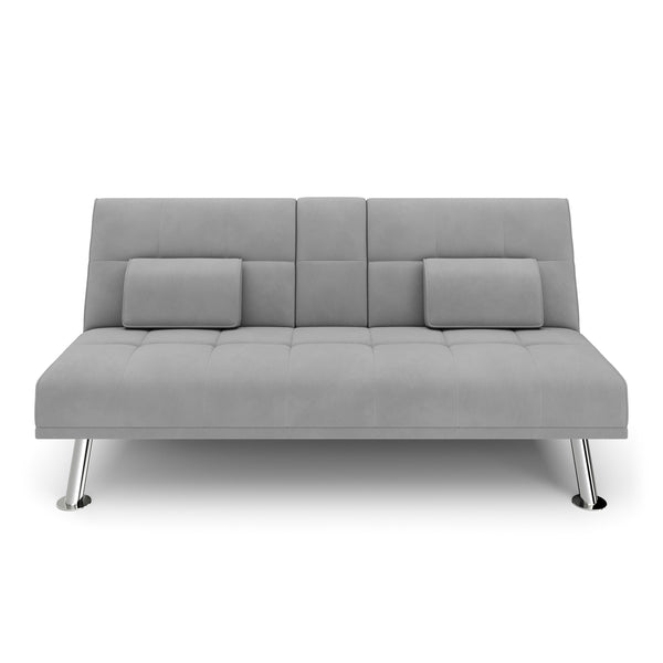 Schlafsofa POLLY mit Getränkehalter grau
