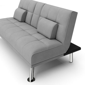 Schlafsofa POLLY mit Getränkehalter grau