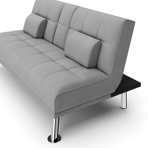 Schlafsofa POLLY mit Getränkehalter grau