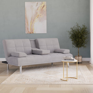 Schlafsofa POLLY mit Getränkehalter grau