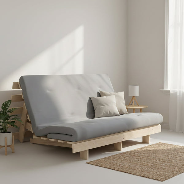 Divano letto NURIA realizzato in pallet, naturale/antracite