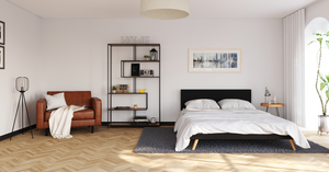 Lederbett ELVAR 160 x 200 cm schwarz