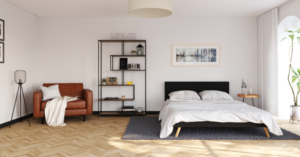 Lederbett ELVAR 160 x 200 cm schwarz