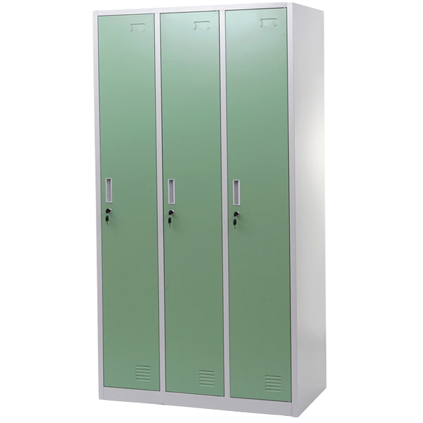 Schliessfach Boston,Spind Wertfachschrank, Metall 3 Fächer ~ grün