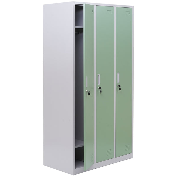 Schliessfach Boston,Spind Wertfachschrank, Metall 3 Fächer ~ grün