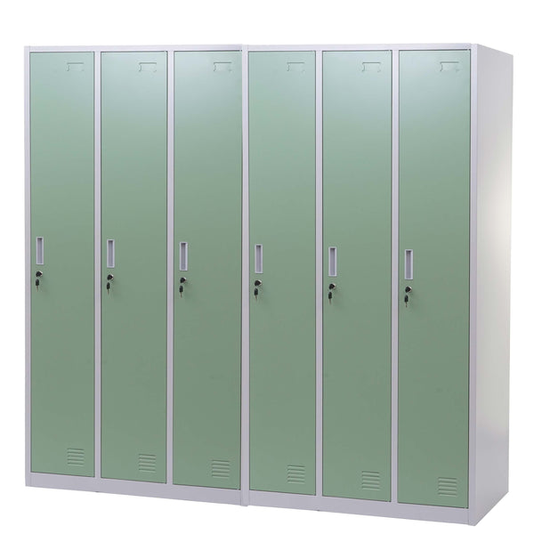 Schliessfach Boston,Spind Wertfachschrank, Metall 6 Fächer ~ grün
