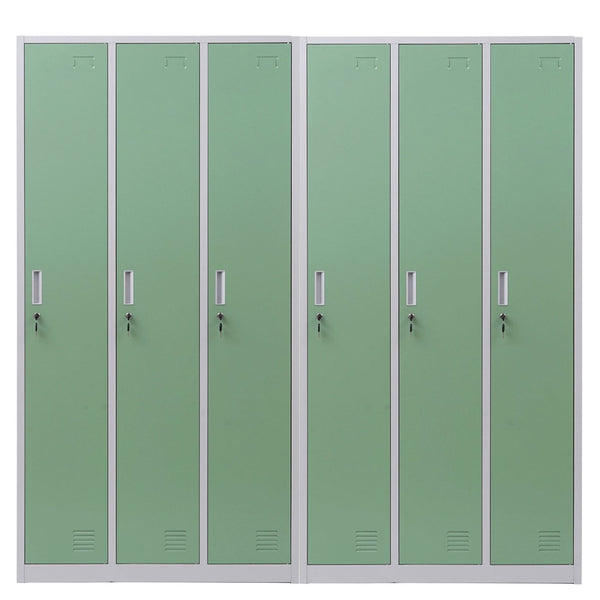 Schliessfach Boston,Spind Wertfachschrank, Metall 6 Fächer ~ grün