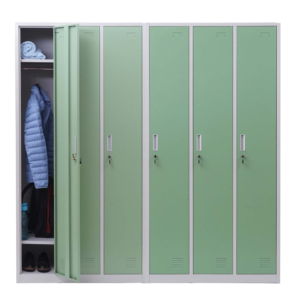 Schliessfach Boston,Spind Wertfachschrank, Metall 6 Fächer ~ grün