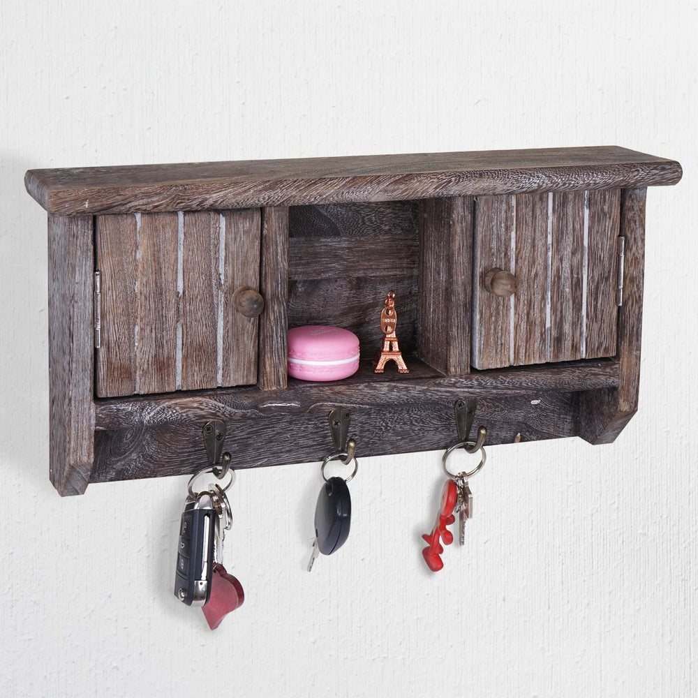 Schlüsselbrett, Schlüsselkasten mit Türen shabby braun