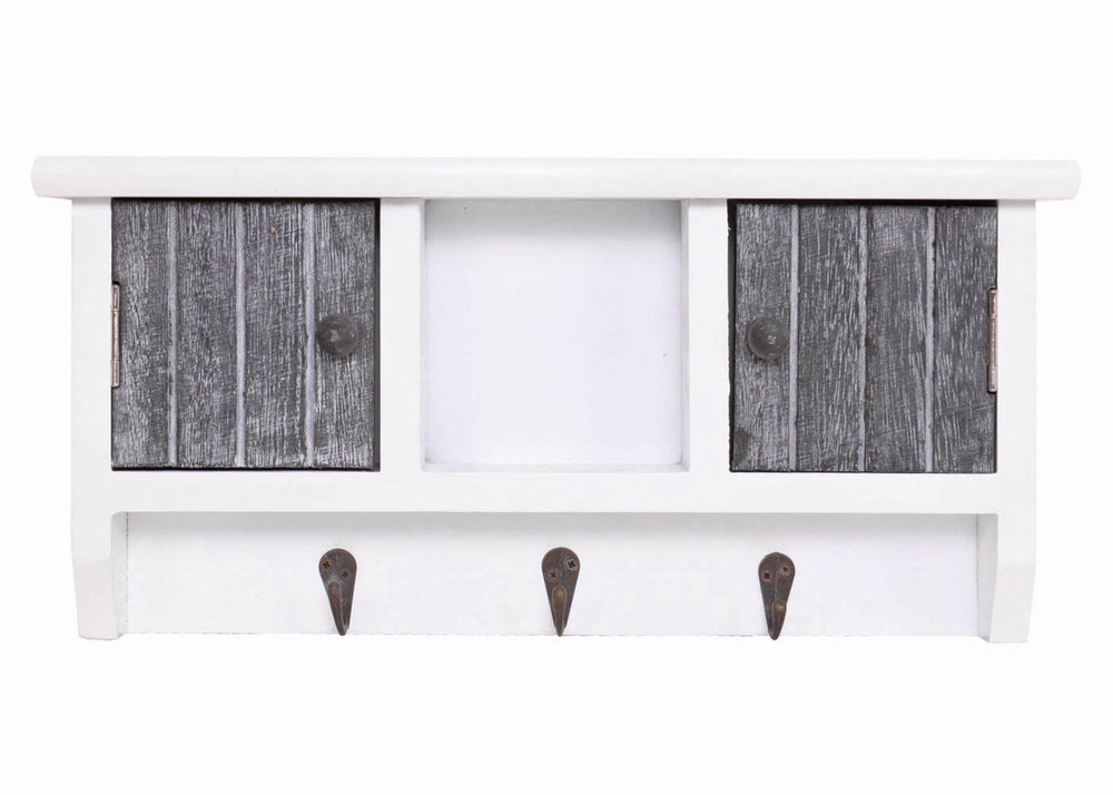 Schlüsselbrett Schlüsselkasten mit Türen ~ shabby grau