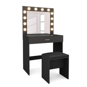Dressing table with light CAROLIN black