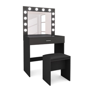 Dressing table with light CAROLIN black