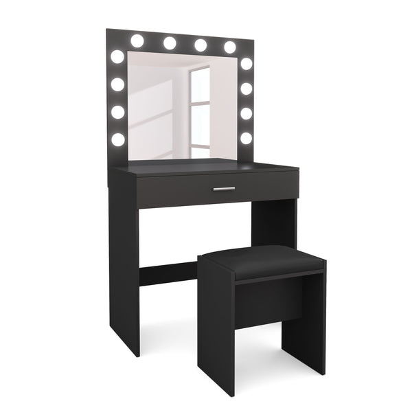 Dressing table with light CAROLIN black