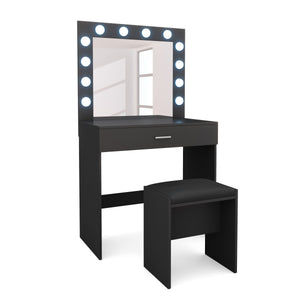 Dressing table with light CAROLIN black