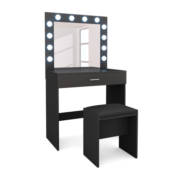 Dressing table with light CAROLIN black