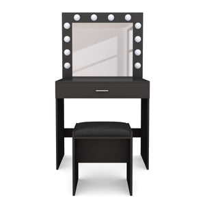 Dressing table with light CAROLIN black