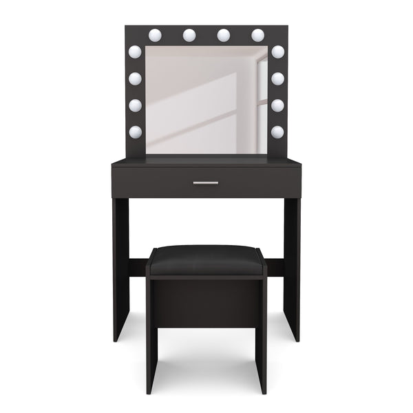 Dressing table with light CAROLIN black