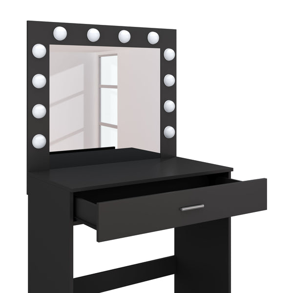 Dressing table with light CAROLIN black