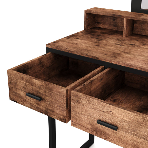 Dressing table with light FRANCESCA black/brown
