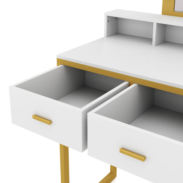 Dressing table with light FRANCESCA white/gold