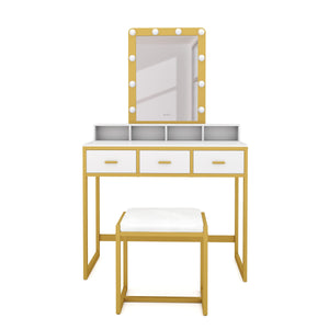Dressing table with light FRANCESCA white/gold